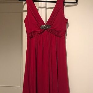 BCBG Red Plunge Neck Mini Dress